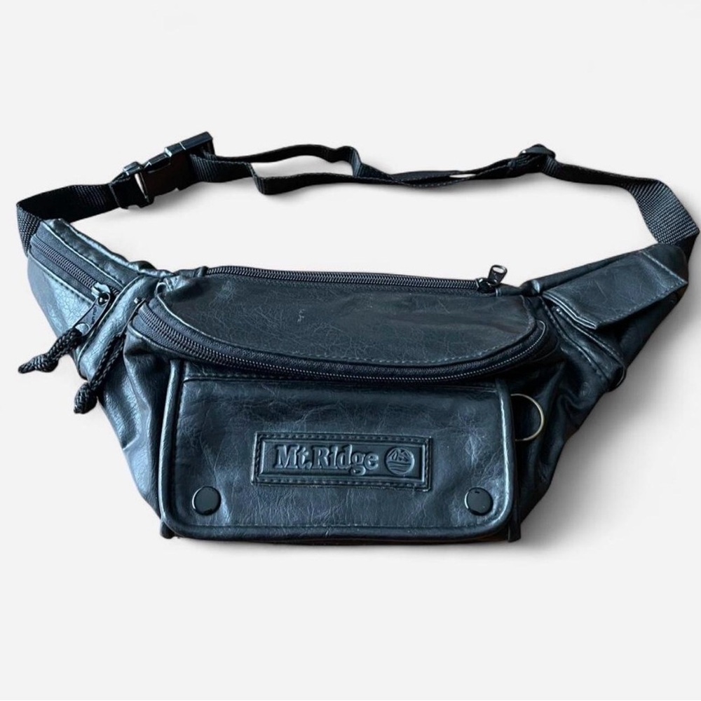 Vintage Black Leather Mountain Mt. Ridge Waist Bag Fanny Pack EUC Motorcycle